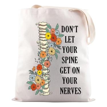 Imagem de JNIAP Presente de quiropraxia Don't Let Your Spine Get On Your Nerves Tote Bag Tote Therapy Gift, Não deixe sua sacola, One Size, Sacola