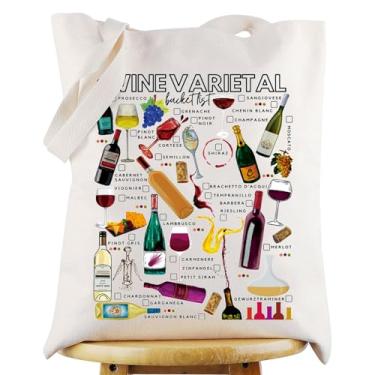 Imagem de WZMPA Sacola de lona varietal de vinho, presente inspirado em vinho, festa de vinho, bolsa de ombro para degustação de vinhos, presente, Bolsa de vinho varietal, Large, Sacola