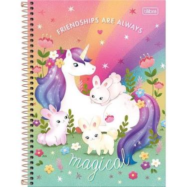 Imagem de Caderno Espiral Univ. 1 Matéria Unicórnio 80 Fl. Tilibra Com Adesivo