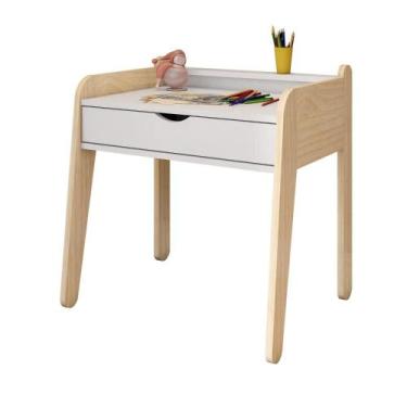 Imagem de Mesa Infantil em Madeira Maciça e MDF Corujinha Casatema Branco/Natura