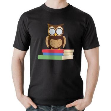 Imagem de Camiseta Algodão Coruja Estudante - Foca na Moda, Preto, GGG