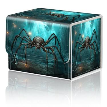Imagem de Caixa de armazenamento de jogos de cartas TCG Deck Box MTG Card Box Organizer Trading Card Box Commander Deck Box TCG Card Storage Box Magnetic Closure Creative Pattern até 200 cartas, uma aranha