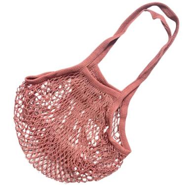 Imagem de Green Handle US - Bolsa de rede de malha com alça de ombro longa, extensível, reutilizável para compras de supermercado, armazenamento de brinquedos de praia (rosa adorável)