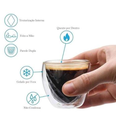 Imagem de Copo Vidro Duplo Borossilicato Diamond de 80ml, nescafe nespresso, ser