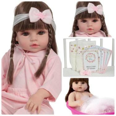 Imagem de Boneca Reborn Bebê Princesa Valentina Cabelo Castanho Itens - Cegonha 