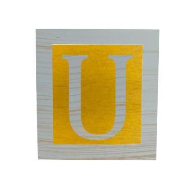 Imagem de Cubo Amarelo Letra Azul Bebê com Aplique Festa Chá de Bebê Decoração 8