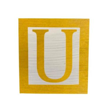 Imagem de Cubo Branco Letra Amarela com Aplique Festa Chá de Bebê Decoração 8x8x