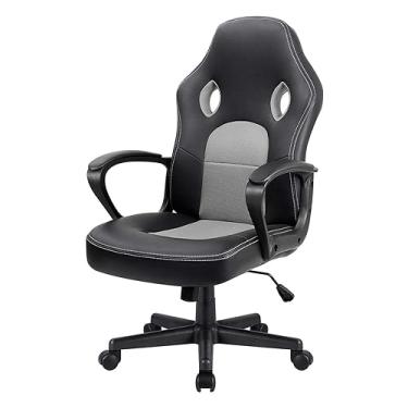 Imagem de Cadeira de jogos cadeira de escritório ergonômica cadeira de corrida giratória cadeira de mesa com encosto alto cadeira reclinável para computador executivo PC cadeira de tarefas ajustável para
