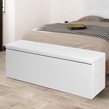 Imagem de Calçadeira Baú Queen 1,60m Berlim Material Sintético Branco sky mobile