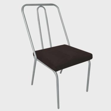 Imagem de Cadeira de Jantar Drika Office Escritório Recepção Ferro Cinza Suede Marrom - Ahz Móveis