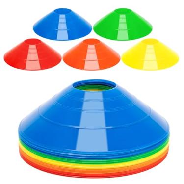 Imagem de BiAnYC 25 peças Pro Disc Cones – Cones de treinamento Agilidade Cones de futebol com bolsa de transporte para treinamento, futebol, basquete, crianças e outros esportes e jogos (5 cores)