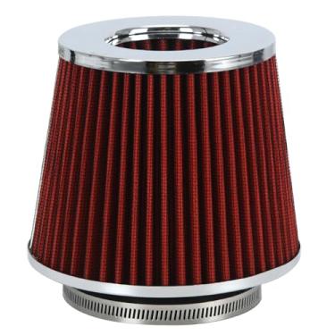 Imagem de PTNHZ Universal Red 8.9 cm 89mm alto fluxo de entrada de ar frio cone filtro de ar admissão de energia sistema de entrada de ar purificador de ar