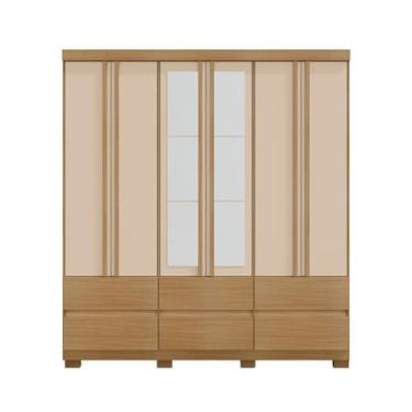 Imagem de Guarda Roupa Casal Vitória 6 Portas e 6 Gavetas Com Espelho Carvalho A
