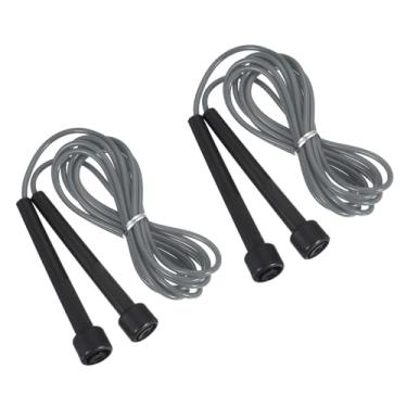 Imagem de PATIKIL Corda de pular PVC, 2 peças de corda de pular de velocidade ajustável, sem emaranhados, equipamento de exercício para treino, mulheres, homens, treinamento ao ar livre, fitness em casa, cinza