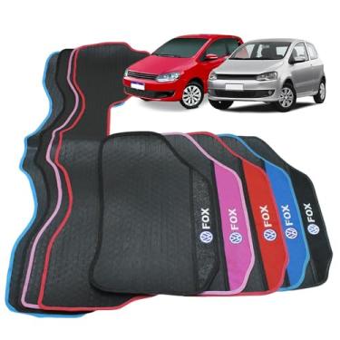 Imagem de Tapete Automotivo Fox 2003 a 2014 Borracha 3 Peças Detalhe em Carpete Personalizado Fox G2 G1 (Rosa)