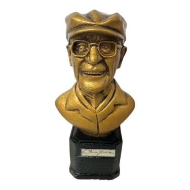 Imagem de Escultura Busto Chico Xavier Dourado 13,5 cm em Resina - Lua Mística -