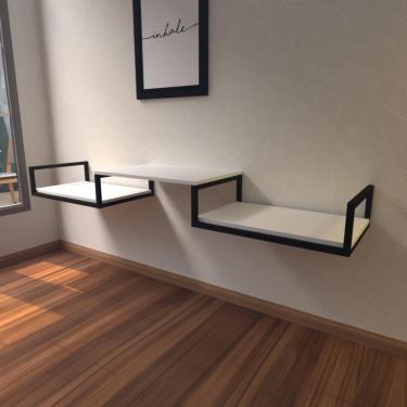 Imagem de Aparador Industrial Branco Off White Moderno Cantinho Café Escritorio Simples Bancada Suspensa