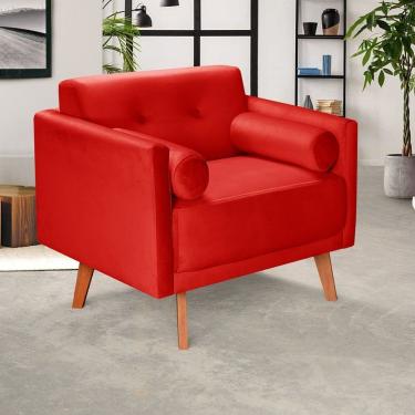Imagem de Poltrona Moderna Decoração Sala, Varanda, Recepção Luma Vermelho