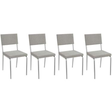 Imagem de Kit 4 Cadeiras De Cozinha Zaria 2c128 4 Un Cromada Boucle Cinza