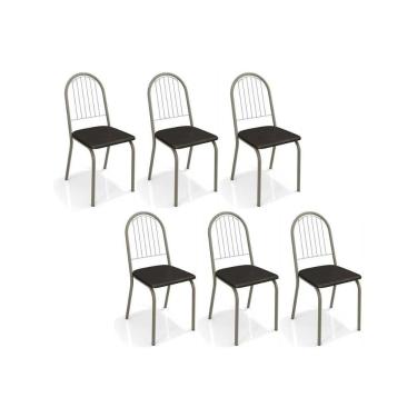 Imagem de Cadeira De Cozinha Noruega 2c077 Kit 6 Un Niquel Preto 110