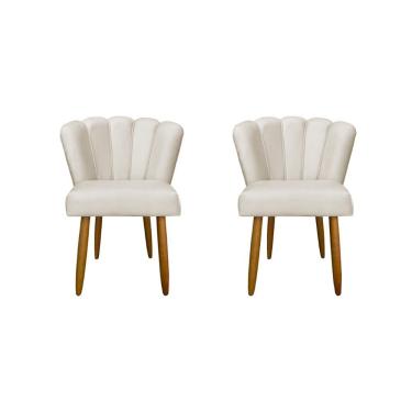 Imagem de Kit 02 Cadeiras Para Mesa De Jantar Flor Pés Palito Balaqui Decor Bege