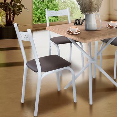 Imagem de Conjunto 2 Cadeiras Aço Branco Marrom Ash