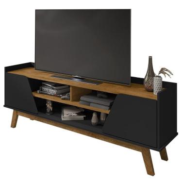 Imagem de Rack Bancada Para Tv 65 Pol 160cm Titan B02 Preto Fosco/naturalle - Mpozenato