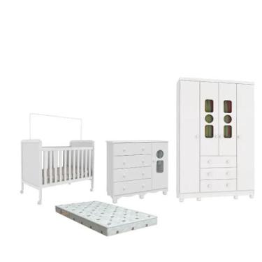 Imagem de Quarto Bebe Completo Dorabelly Dyte 04 pt MDF +Colchão - Moveis Peroba