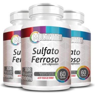 Imagem de Kit 3X Sulfato Ferroso 28mg 60 cápsulas - Multivita