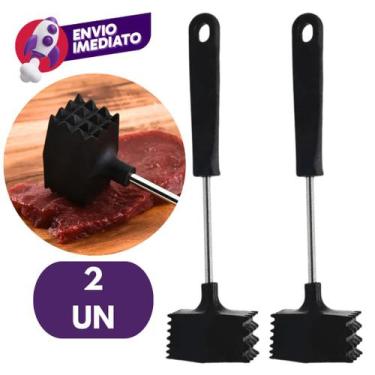 Imagem de Martelo Amaciador Carne Batedor 25cm Em Aço Inox Cabo Plástico Cozinha