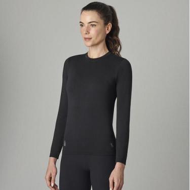 Imagem de Camiseta Lupo feminina under. warm Segunda Pele, G, Preto