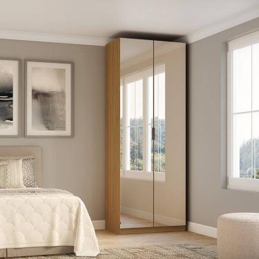 Imagem de Guarda-roupa 2 Portas com Espelho e Gavetas Altezza Freijó