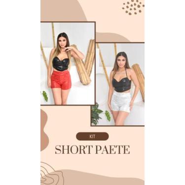 Imagem de kit 2 short paetê brilho - SEGREDO DA MODA , Dourado, Prata