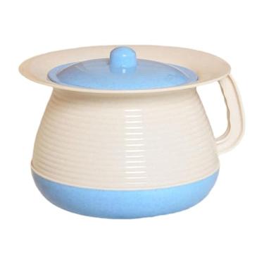 Imagem de Ysyqkn Cuspidor doméstico, vaso sanitário, mictório, vaso sanitário multiuso de cabeceira, balde, sanitário com tampa para uso interno, adultos e crianças, Azul