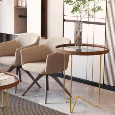 Imagem de Mesa Lateral Bucareste Castanho Dourado - CASA H