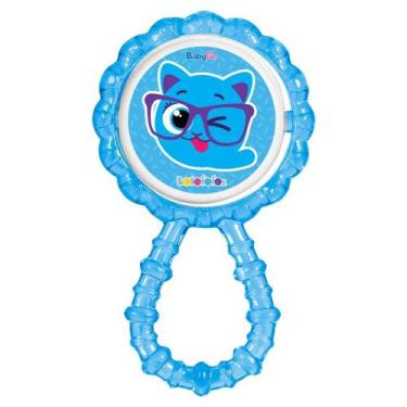 Imagem de Chocalho Mordedor P/ Bebê Macio Azul Flexível Bolofofos BabyGo