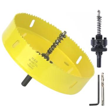 Imagem de JIECHENG Serra Copo de 6-1/4" para Madeira, Metal Macio, Drywall, Gesso Cartonado e Compensado, Serra Copo Bimetálica de 159 Mm com Mandril de Eixo