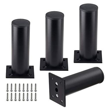 Imagem de Conjunto de 4 pernas de móveis Kyuionty de 12 cm, pernas ajustáveis de liga de alumínio, pés de suporte de sofá redondos de metal, pés ajustáveis para cozinha, mesa, armário, prateleiras, 3,8 cm de diâmetro