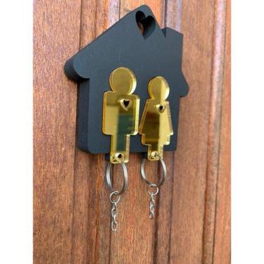 Imagem de Porta Chaves Decorativo Chaveirinho Casal mdf 6mm - NoBrand