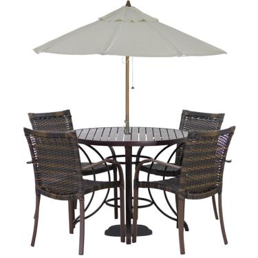Imagem de Conjunto De 4 Cadeiras Ascoli E Mesa Com Ombrelone Pedra Ferro