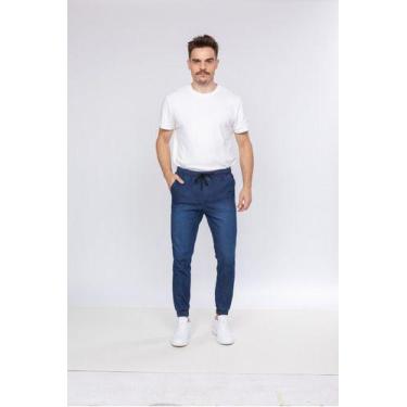Imagem de Calça Jogger Jeans Escuro Slim Elastano Estilosa - 4 Azes, Jeans escur