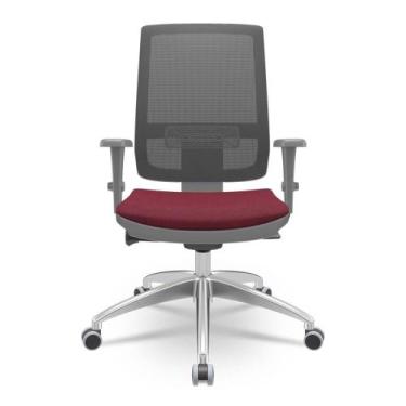 Imagem de Cadeira Brizza Diretor Grafite Tela Preta com Assento Poliester Vinho 