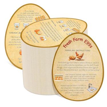 Imagem de 250 peças de cartões de instruções de entrega de ovos frescos da fazenda, 2,7 polegadas × 3,12,7 cm placa de impressão dupla face em forma de ovos para embalagens agrícolas, fácil de escrever a data