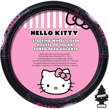Imagem de Hello Kitty – Capa de volante para carro, design de colagem, pacote com ajuste universal