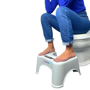 Imagem de Banquinho de Cócoras Ergonomico Vaso Sanitário Apoio de Pés Para Evacuar EASYPOOP Suporte de Celular, Antiderrapante