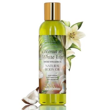 Imagem de Óleo Corporal Natural LatherGreen Coconut & White Lily – Hidratação Leve com Óleos Naturais e Proteção Antioxidante, 4onças