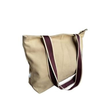 Imagem de Augbunny 473 g 100% algodão durável grande tela multiuso fecho de zíper forrado reutilizável mercearia praia fralda casual tote