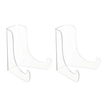 Imagem de PATIKIL Suporte de exibição de placa de acrílico de 15,2 cm, pacote com 2 suportes de quadro de cavalete grande transparente para quadros de exibição de porta-cartões CD Book Challenge Coin (tripé