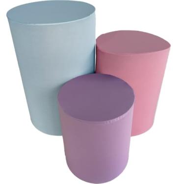 Imagem de Trio de Capa para Cilindro Para Festa Decoração de festa trio capa de cilindro Monte Sua Capa(AZUL BB, ROSA BB E LILÁS)