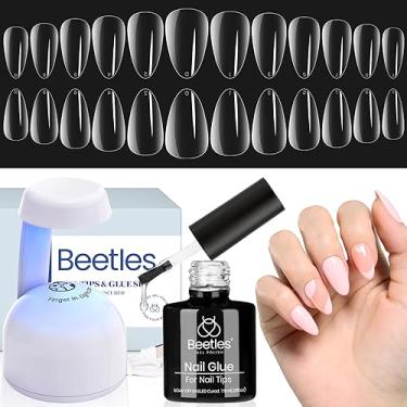 Imagem de beetles Gel Polish Kit De Unhas Em Almond - 500 Peças, Conjunto Extensão Fácil Para Curtas Formato Amêndoa, Cola 9 1, Lâmpada Led Uv, Pontas Postiças Acrílico, Presentes Artísticos Diy Mulheres